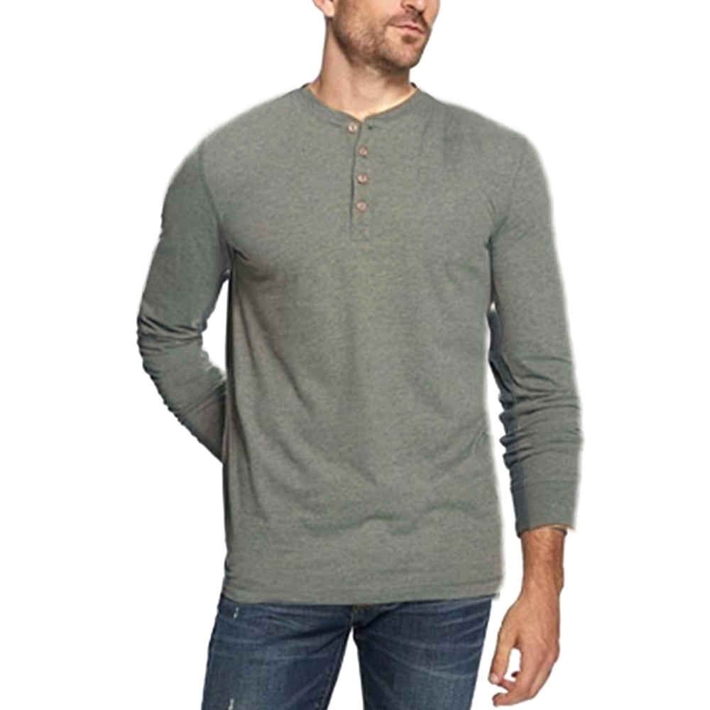 NWT. Weatherproof Mens XL Olive Heather Brushed Jersey Long Sleeve Henley Shirt